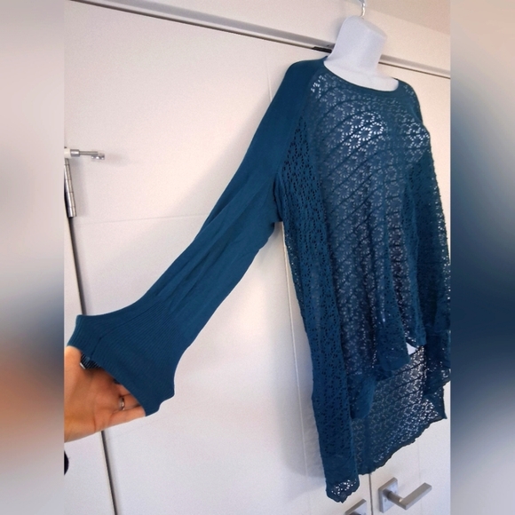 NWT Grace & Lace/ Teal Lace Knit Sweater/ Or Oversized Cardigan/ Size US L to 1X - Picture 6 of 11